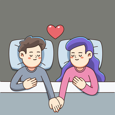 couple holding hands in their bed. Isolated Vector Illustrationのイラスト素材