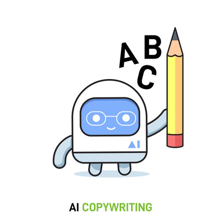 AI Robot is holding a pencil. Isolated Vector Illustrationのイラスト素材