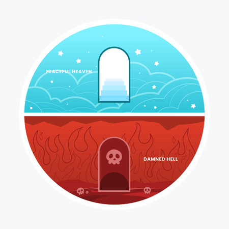 Heaven and hell in a circle. Isolated Vector Illustration