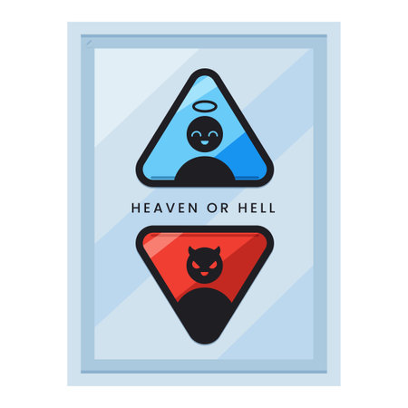 The Elevator Buttons to Heaven or Hell. Isolated Vector Illustrationのイラスト素材
