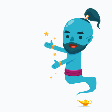 The Genie is doing presentation. Isolated Vector Illustrationのイラスト素材