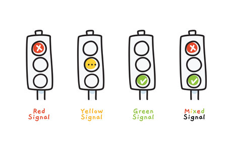 A doodle illustration of traffic light. Mixed Signal. Isolated Vector Illustrationのイラスト素材