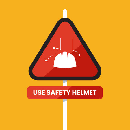 A warning sign for using safety helmet. Isolated Vector Illustrationのイラスト素材