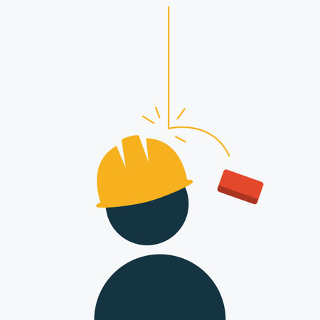 the head of a person wearing a safety helmet was hit by a brickのイラスト素材