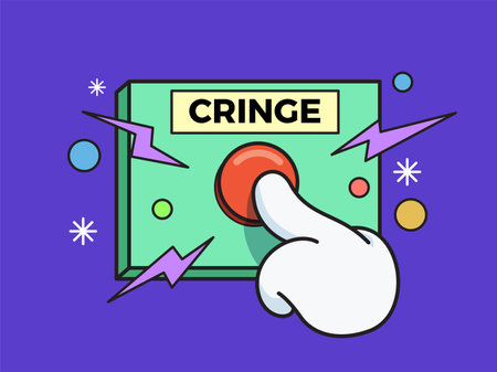 pushing the cringe button. Isolated Vector Illustrationのイラスト素材