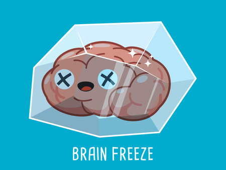 Funny illustration about Brain freeze. Isolated Vector Illustrationのイラスト素材