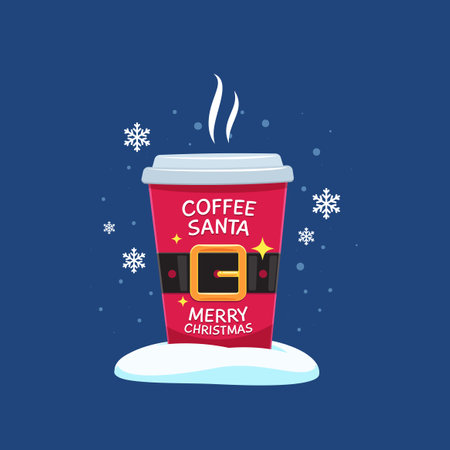 A hot coffee for santa. Isolated Vector Illustrationのイラスト素材