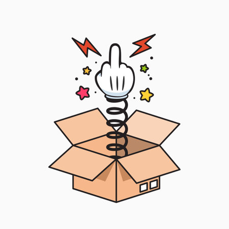 A Middle Finger Springs Out of Delivery Boxのイラスト素材