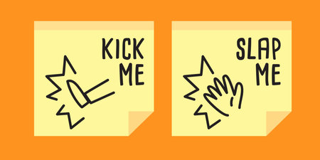 two sticky notes for april mop. Isolated vector illustration