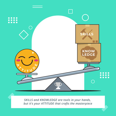 Imbalanced scale between attitude and skills and knowledgeのイラスト素材