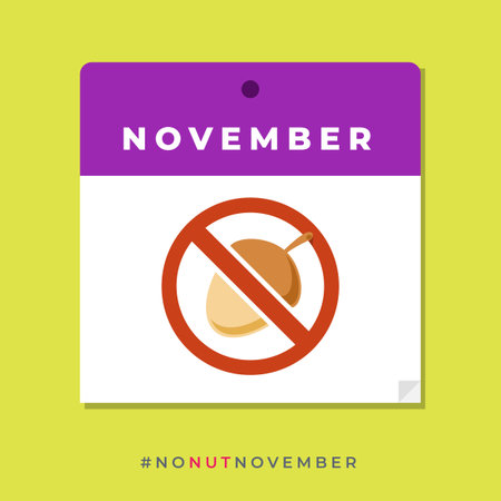 November calendar featuring a warning sign for No Nut.のイラスト素材