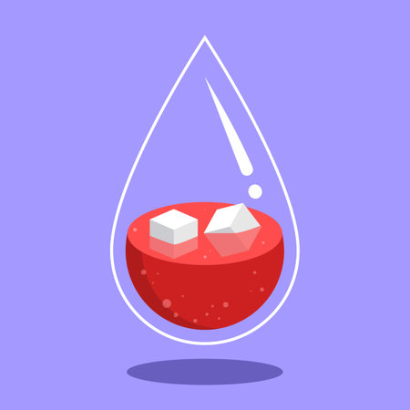 A blood with sugar cube floating inside. Vector Illustrationのイラスト素材