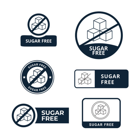 Six various label of sugar free labels. Vector illustrationのイラスト素材