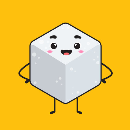 A happy and friendly sugar cube. Vector Illustrationのイラスト素材