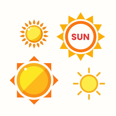 Four suns with various type. Isolated Vector Illustrationのイラスト素材