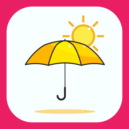 An illustration of an umbrella and the sun. Vector Illustrationのイラスト素材