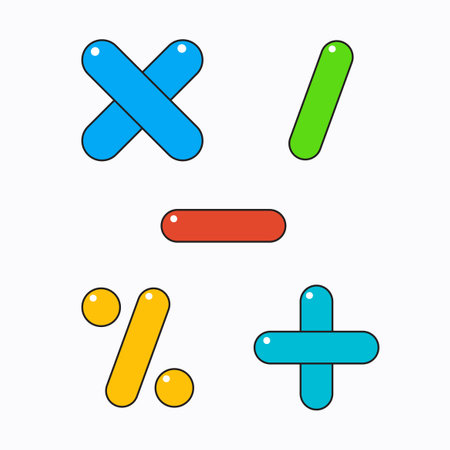 five signs of mathematics. Plus, minus, divide, percentage, multiplication.のイラスト素材