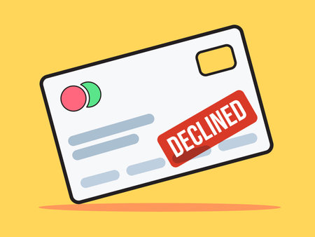 An illustration of declined credit card on yellow backgroundのイラスト素材