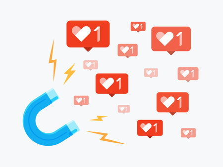 a blue magnet and love messages. Vector Illustrationのイラスト素材