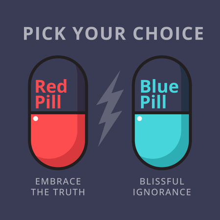 Red Pill and Blue Pill in dark background.Isolated Vector Illustrationのイラスト素材