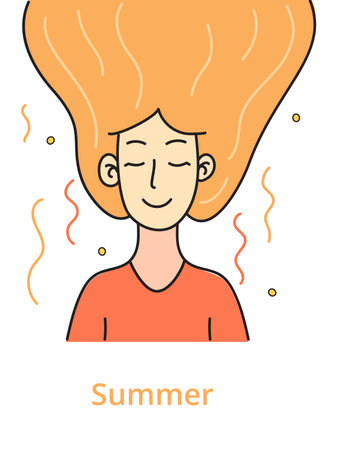 A female with yellow hair is smiling. Vector Illustrationのイラスト素材