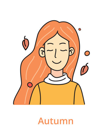 A female with orange hair is smiling. Vector Illustrationのイラスト素材