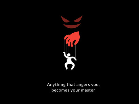 Simple Motivation graphic on dark background. What Angers you become your masterのイラスト素材