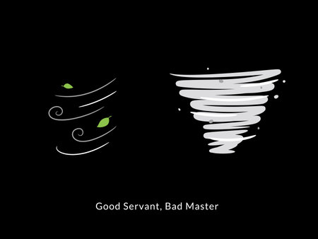Simple Motivation graphic on dark background. Wind can be good servant and bad masterのイラスト素材