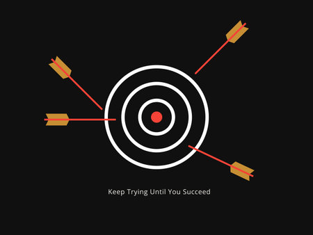Simple Motivation graphic on a dark background. The Missed Arrow on a target