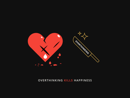 Simple Motivation graphic on a dark background. The heartache and the overthinking knifeのイラスト素材
