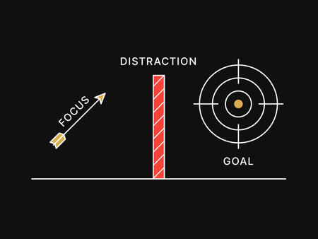 Simple Motivation graphic on dark background. An Arrow and a targetのイラスト素材