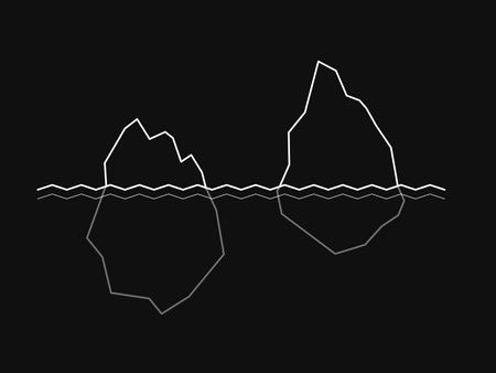 Simple Motivation graphic on dark background. The outline of two icebergのイラスト素材