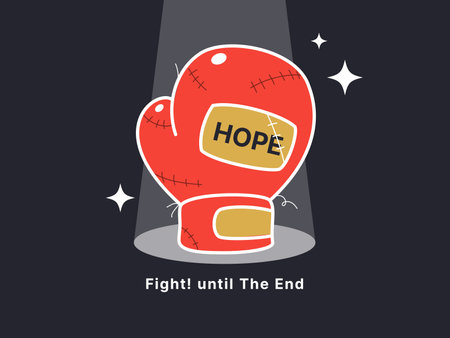 Simple Motivation graphic on dark background. A Red Boxing Glove with a lot of stitchesのイラスト素材