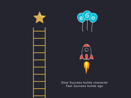 Simple Motivation graphic on dark background. Slow success build characteristicのイラスト素材