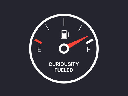 Simple Motivation graphic on dark background. The Speedometer of curiosity