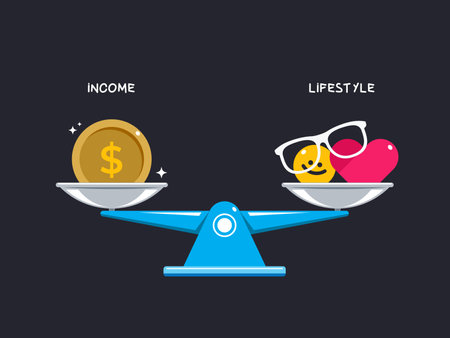 A balance about the income and the lifestyle. Isolated Vector Illustration