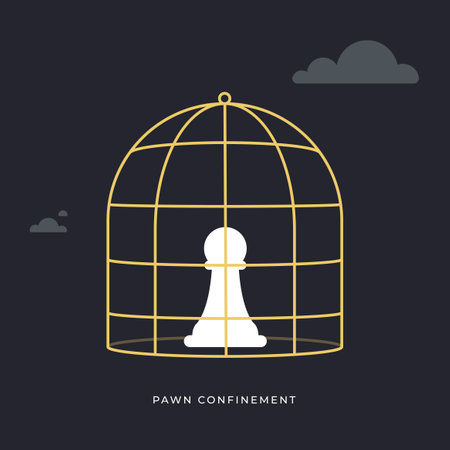 A pawn chess piece in a golden cage. Isolated vector illustration.のイラスト素材