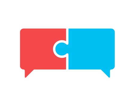 Two bubble text combined as a puzzle. Isolated Vector Illustrationのイラスト素材