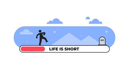 A vector illustration of a man walking toward a tombstone.のイラスト素材