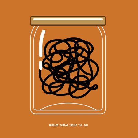 A tangle thread inside the jar. Isolated Vector Illustrationのイラスト素材