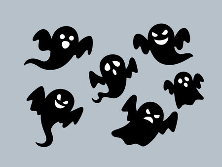 A group of scary ghosts. Isolated Vector Illustrationのイラスト素材
