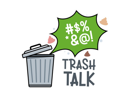 Trash Can with a Mouth and Angry Speech Bubbleのイラスト素材