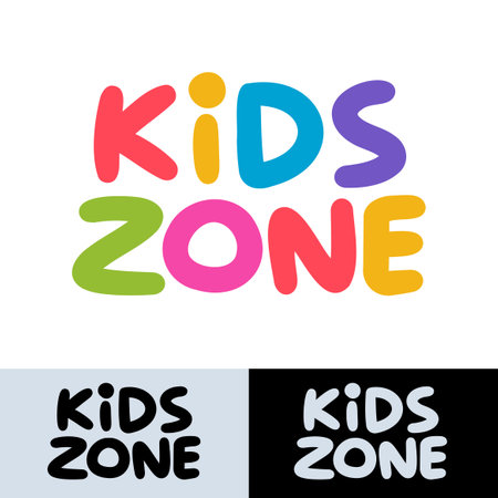 Vector handdrawn illustration. Lettering phrases Kids Zoneのイラスト素材