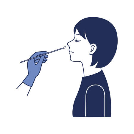 Nasal swab laboratory test,Study of patients stock illustration, Medical Test, Nose, Scientific Experiment, Cotton Swab, Virus.のイラスト素材