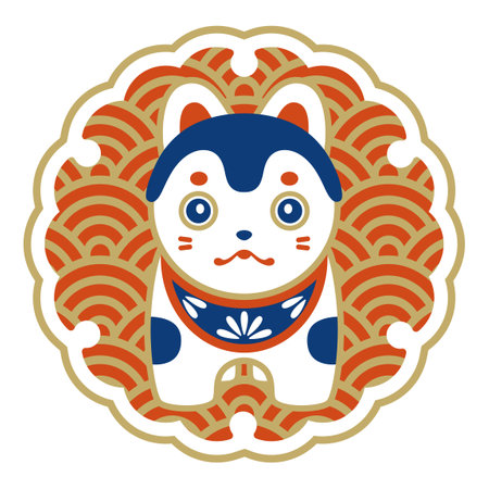 Auspicious dog paper doll illustrationのイラスト素材