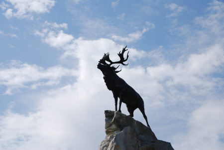 mose statue against skyの写真素材