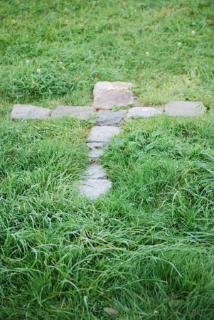 Cross in the grassの写真素材