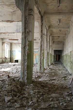 Ruined Old Empty Building from Insideの写真素材
