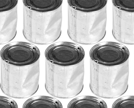 Six Isolated Metal Cans on White Backgroundの写真素材