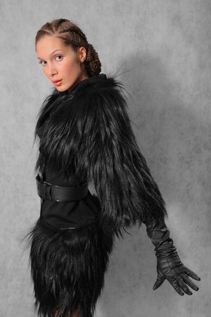 Young fashion woman in blackの写真素材